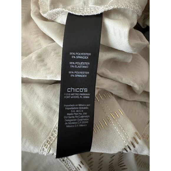 Chico's Travelers Collection Golden Waves Gold Cream Embellished Jacket Sz 3 NWT - Picture 8 of 8